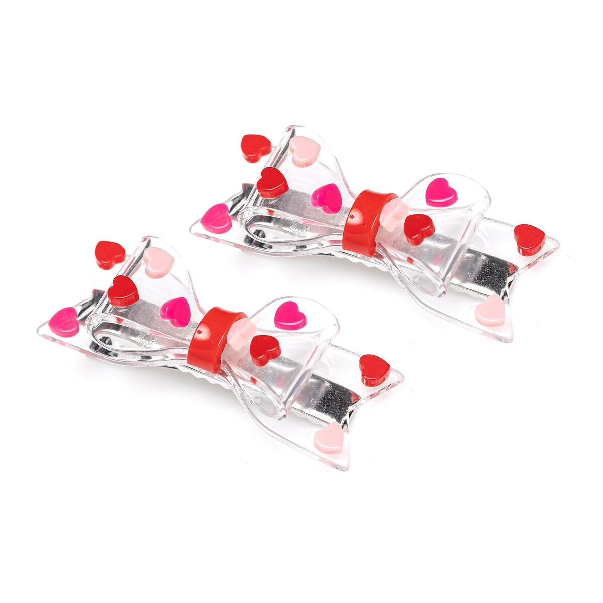 clear valentine hearts alligator clips // set of 2