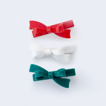 red, white, and green holiday bow alligator clips // set of 3