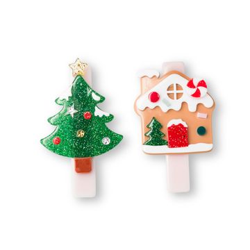 gingerbread house + christmas tree alligator clips // set of 2