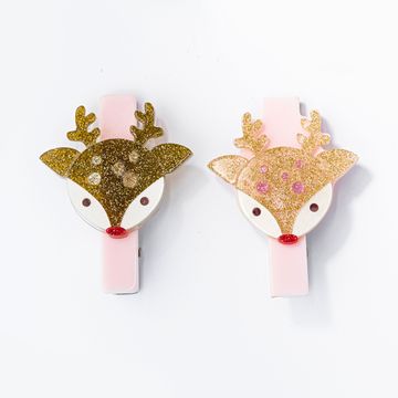 glittery reindeer alligator clips // set of 2