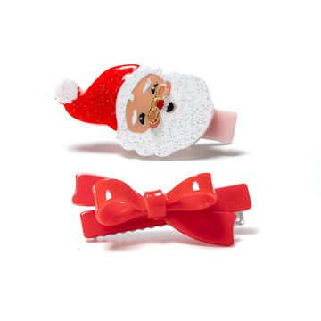 santa claus + red bow alligator clips // set of 2