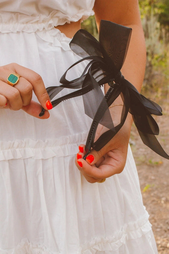 bow banana claw hair clip // black