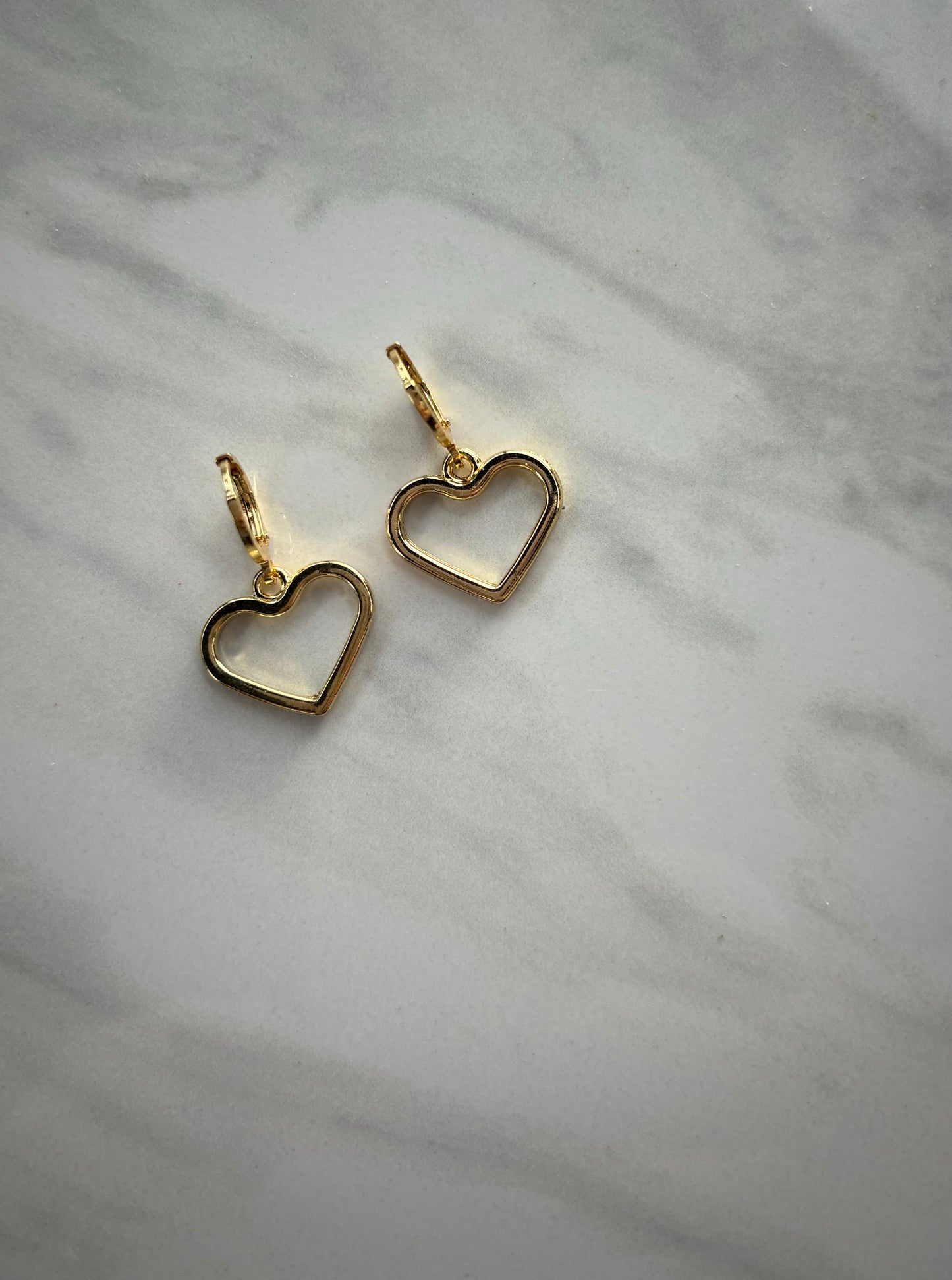 gold open heart huggie hoop earrings