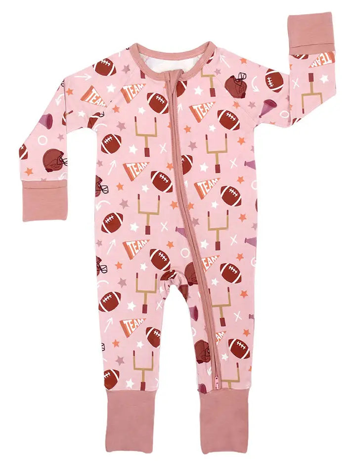 PINK gameday football bamboo pajamas // ZIPPY or LONG-SLEEVE TWO-PIECE