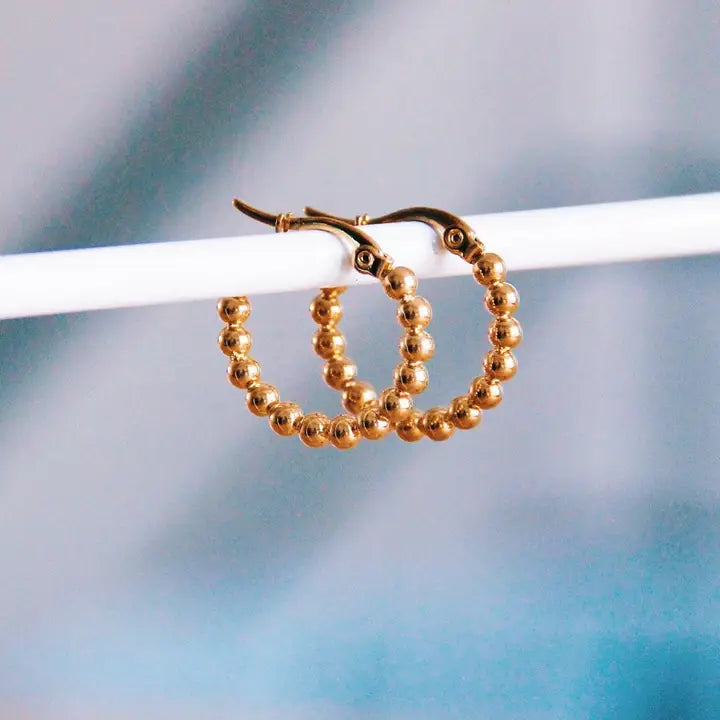 gold ball hoop earrings