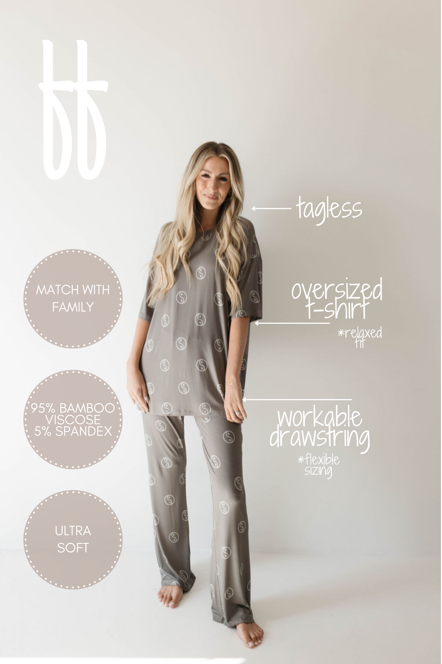 short-sleeve women's bamboo pajamas // yin yang