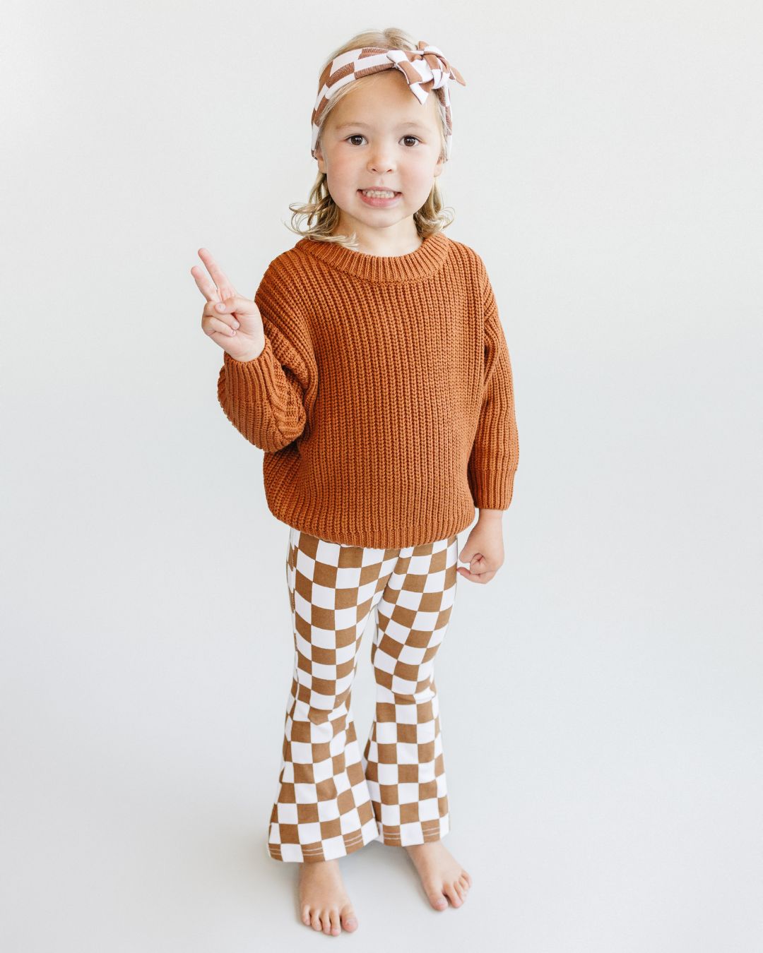 checkered flare pants // copper (*available in extended sizing up to 8/9*)