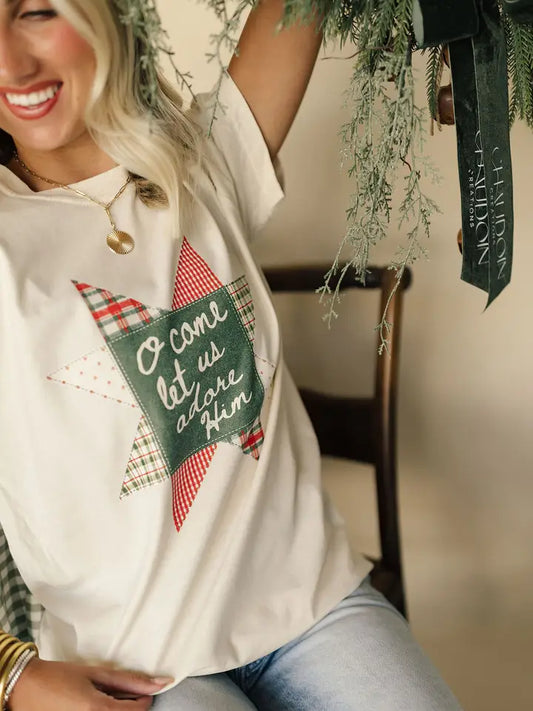 o come let us adore Him Christmas quilt women's tee PREORDER // OPEN UNTIL 10.29 // SHIPS IN NOVEMBER