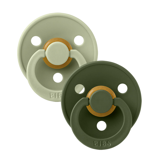 BIBS colour TWO PACK // round natural rubber latex nipple // sage + hunter green