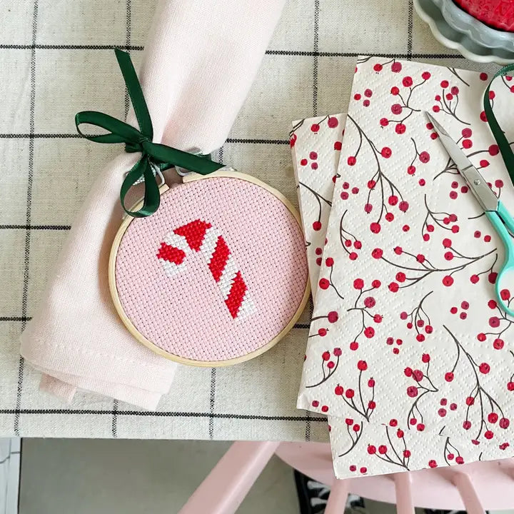 cross stitch kit // candy cane