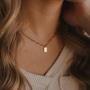 mini tag necklace // heavenly things (14k gold)