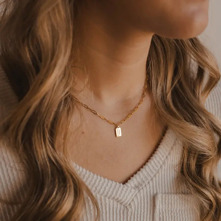 mini tag necklace // heavenly things (14k gold)