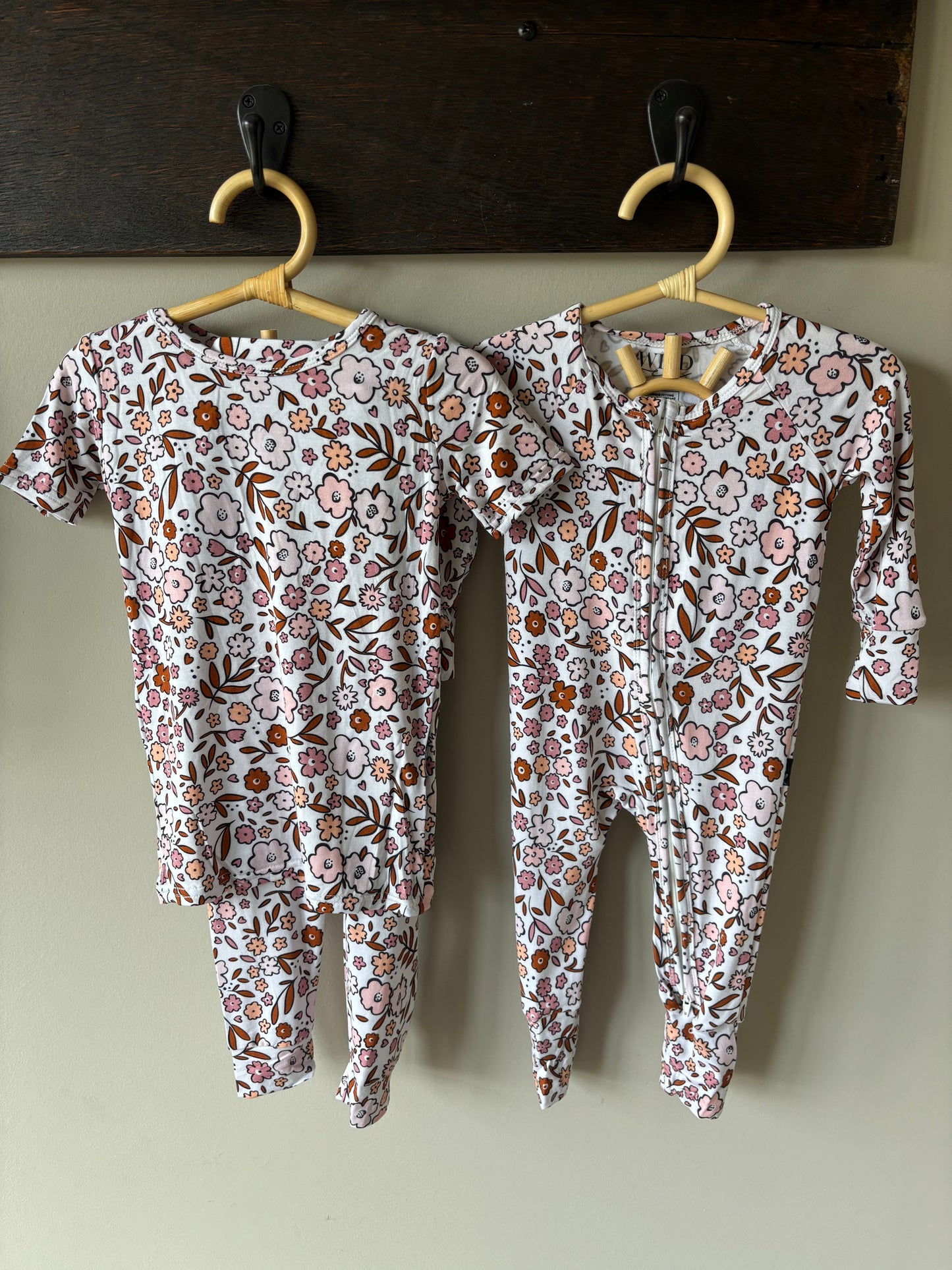 dainty fall floral bamboo // ZIPPY or SHORT-SLEEVE TOP + PANTS SET