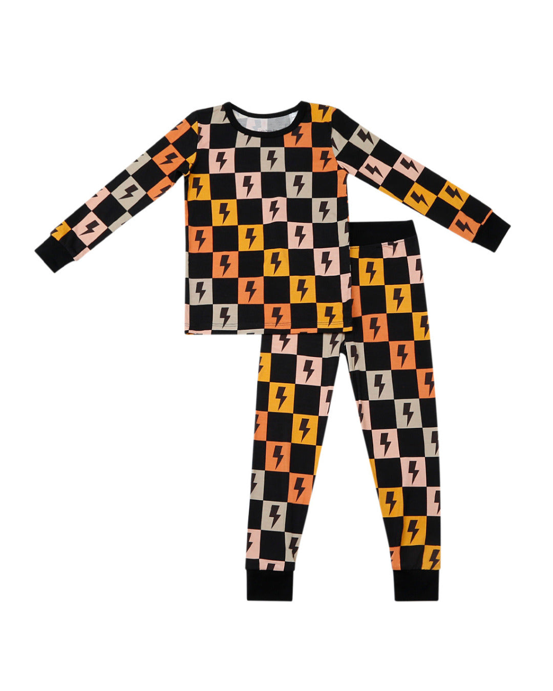 colorful checks + bolts bamboo pajamas // LONG-SLEEVE TWO-PIECE SET (*sizing up to 8/9*)