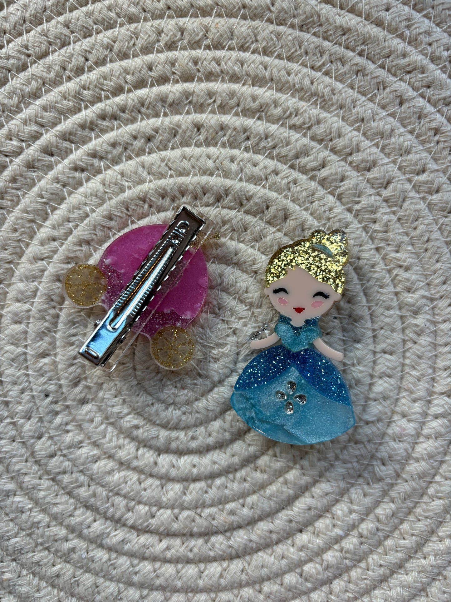 glass slipper princess + carriage hair clips // set of 2