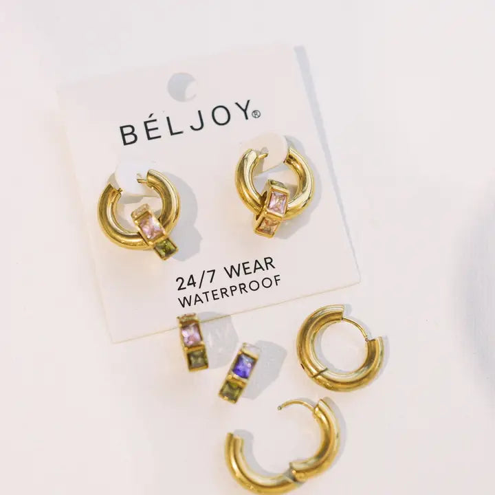 gemstone double hoop earrings // BELJOY