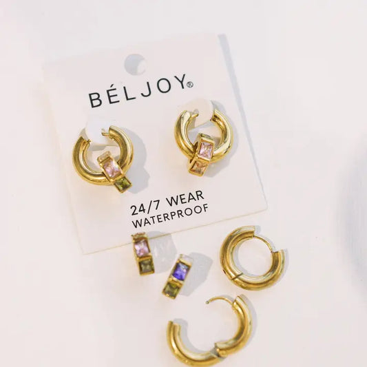 gemstone double hoop earrings // BELJOY