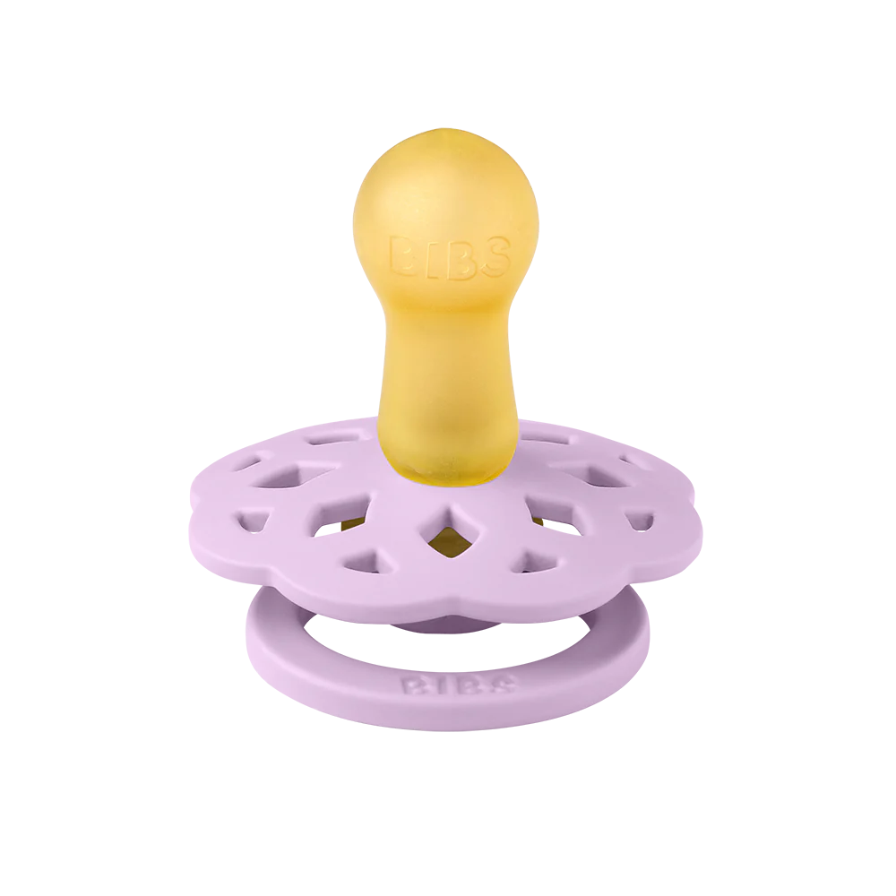 BIBS boheme pacifier // round natural rubber latex nipple // violet sky