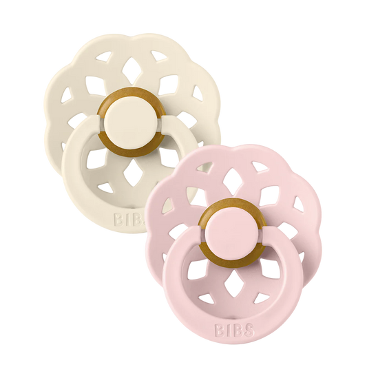 BIBS boheme TWO PACK // round natural rubber latex nipple // ivory + blossom