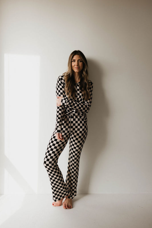 women's bamboo pajamas // black checkerboard