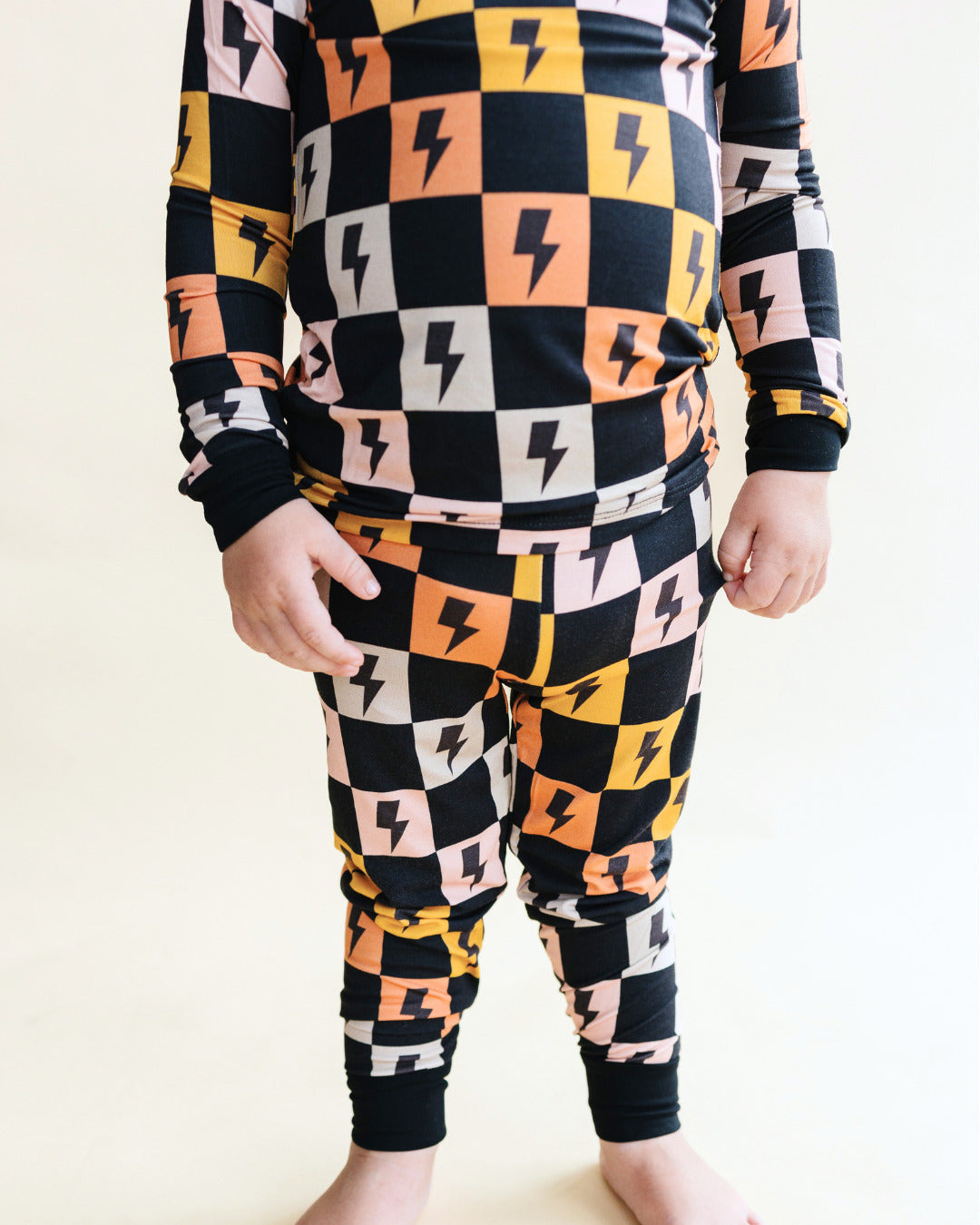 colorful checks + bolts bamboo pajamas // LONG-SLEEVE TWO-PIECE SET (*sizing up to 8/9*)