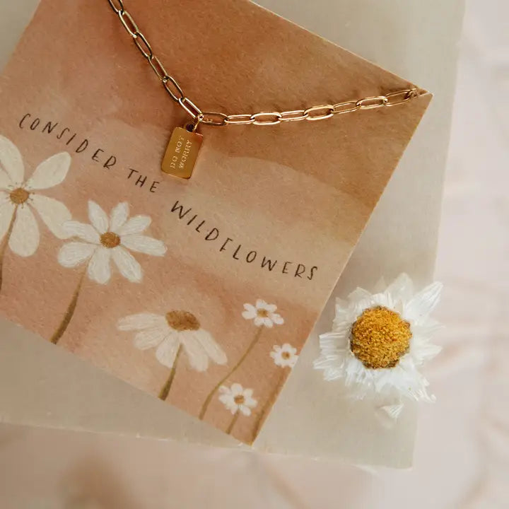 mini tag necklace // do not worry (14k gold)
