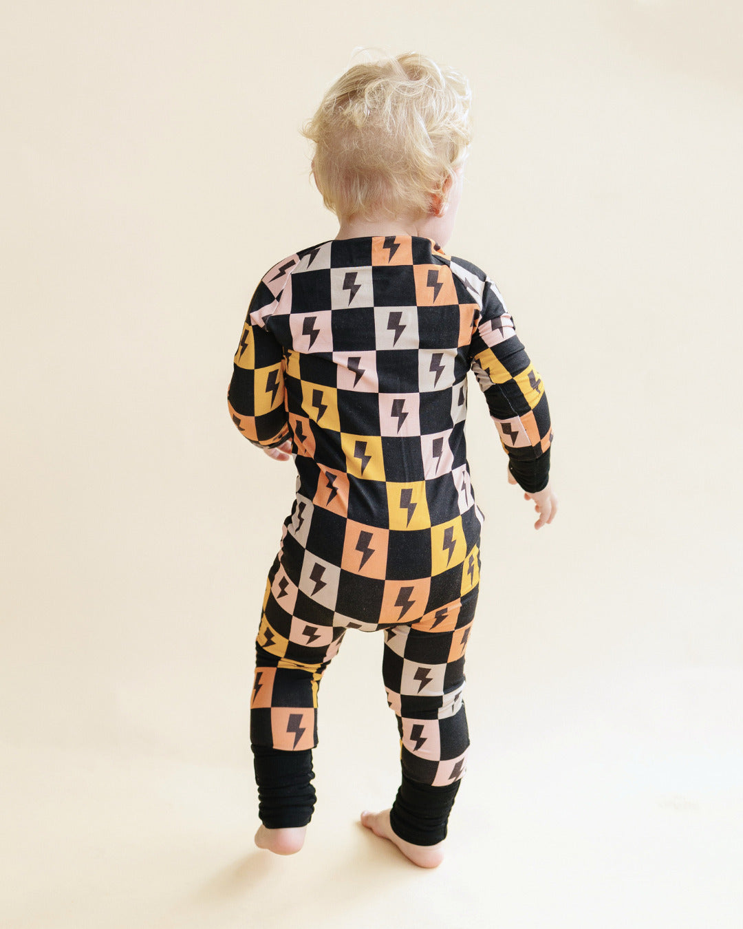 colorful checks + bolts bamboo pajamas // ZIPPY