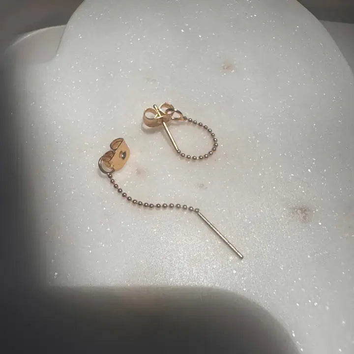 ball chain huggie earrings