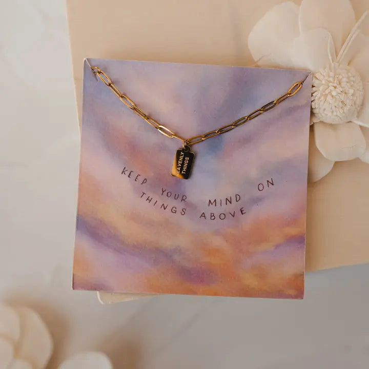mini tag necklace // heavenly things (14k gold)
