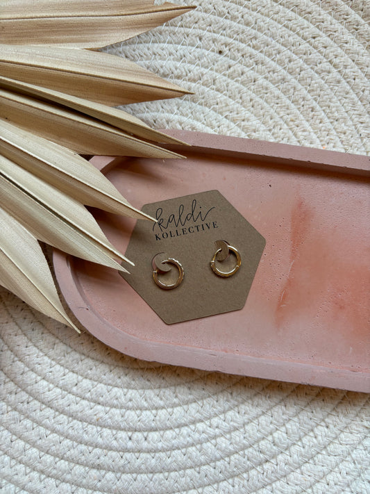 gold rhinestone huggie hoop earrings