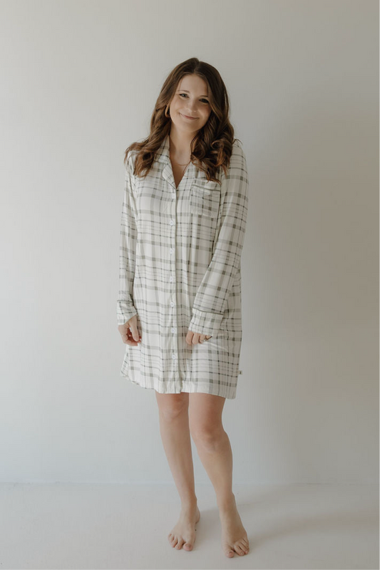 women’s bamboo night gown // picnic plaid