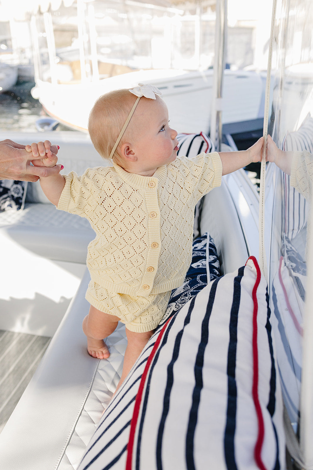 butter yellow knit cardigan bloomer set