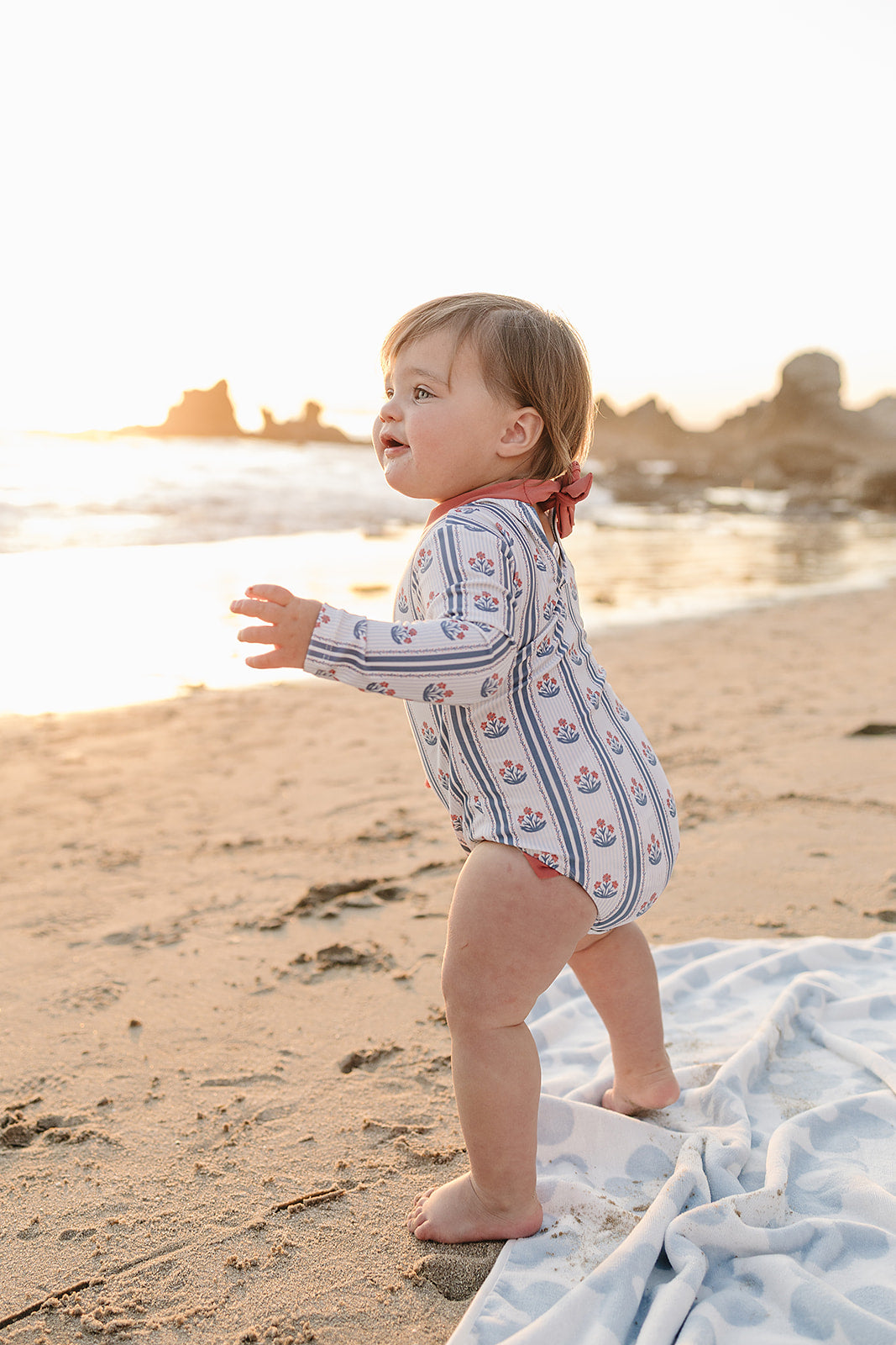 block print floral one-piece swimsuit