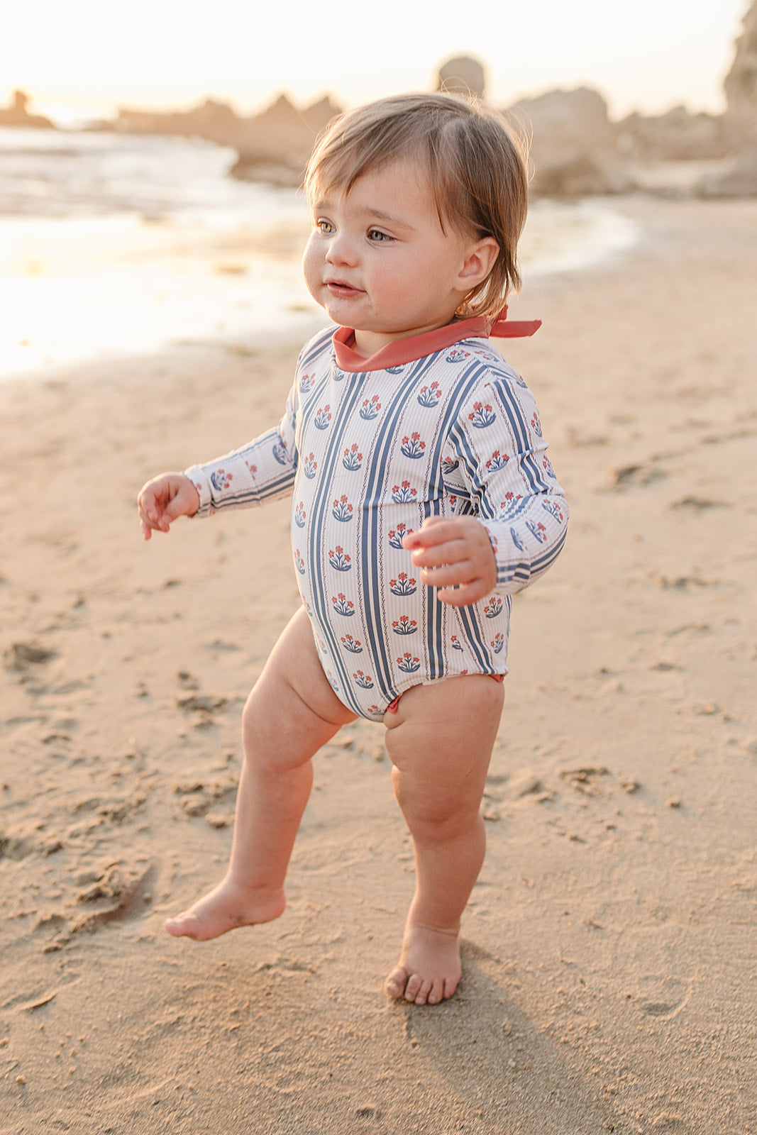 block print floral one-piece swimsuit