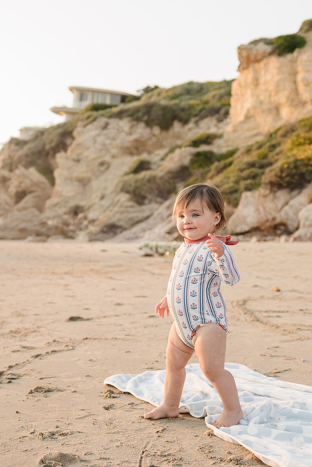 block print floral one-piece swimsuit