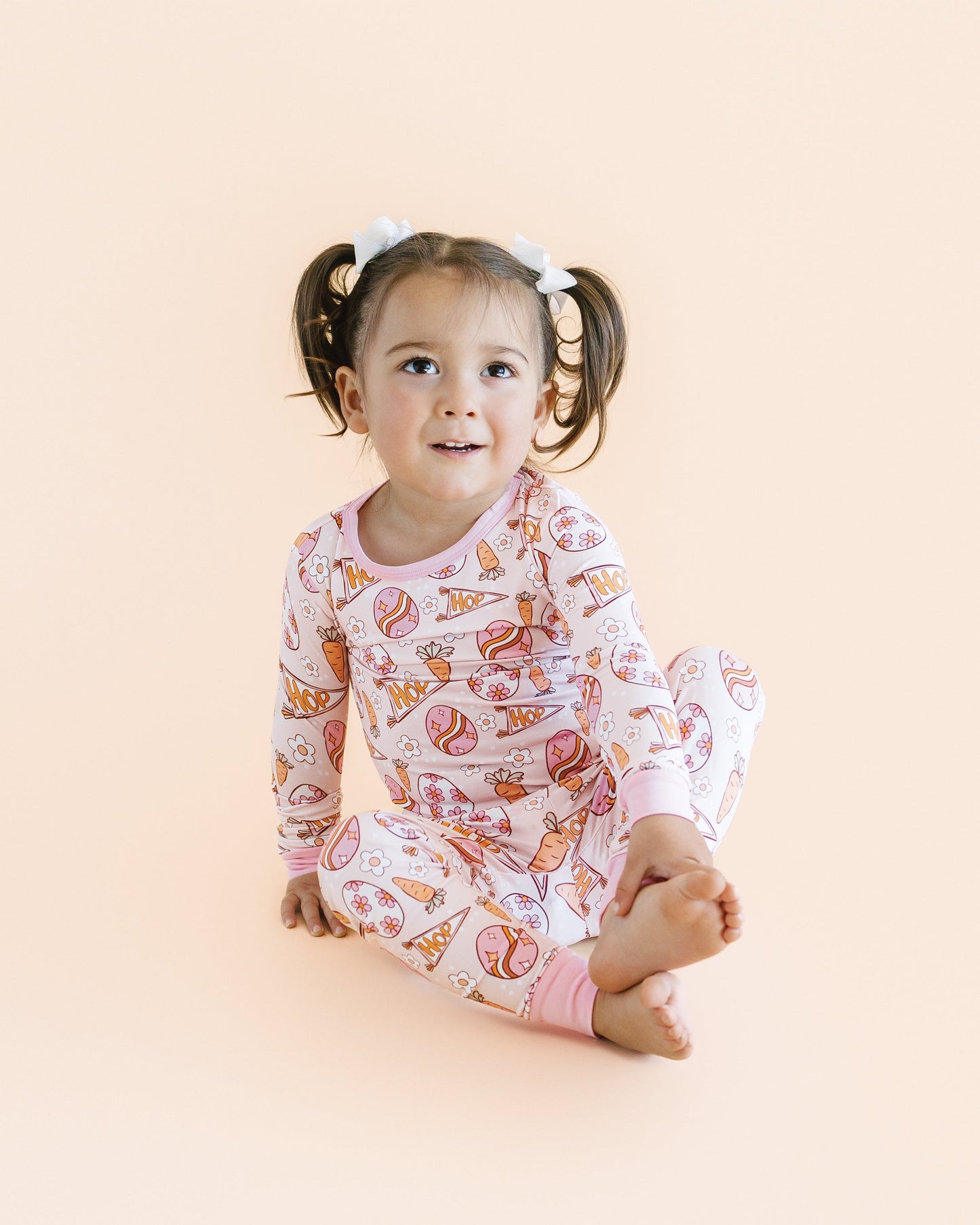 easter hop bamboo pajamas // LONG-SLEEVE TWO-PIECE SET (sizing up to 8/9)