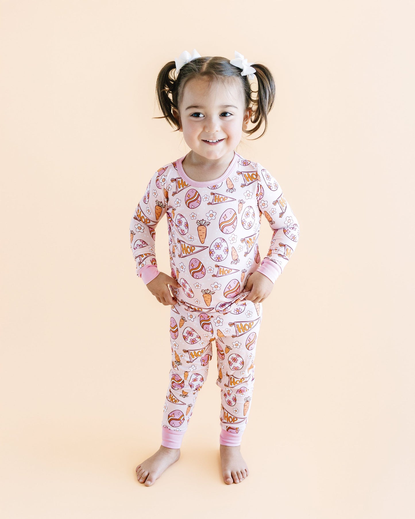 easter hop bamboo pajamas // LONG-SLEEVE TWO-PIECE SET (sizing up to 8/9)