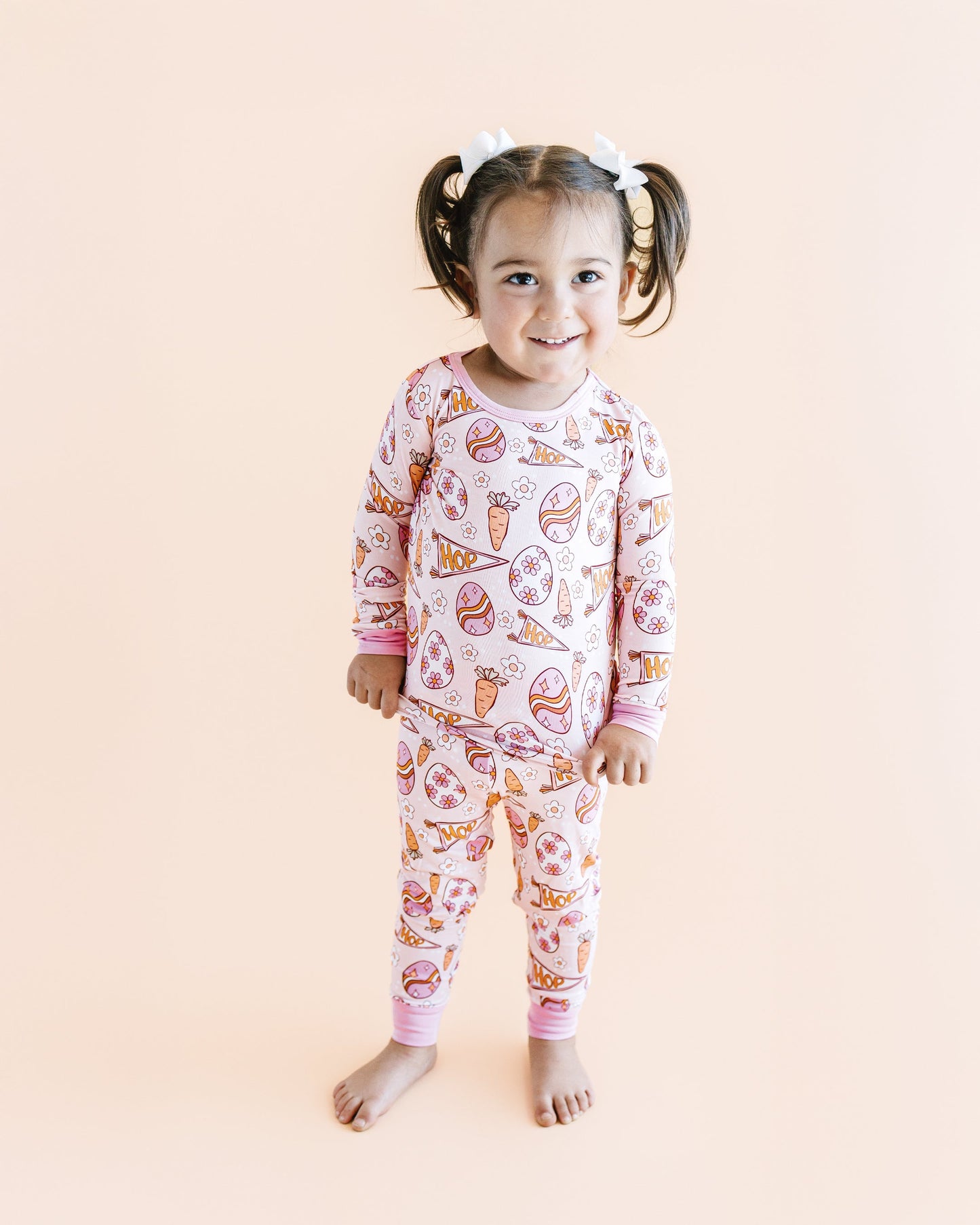 easter hop bamboo pajamas // LONG-SLEEVE TWO-PIECE SET (sizing up to 8/9)