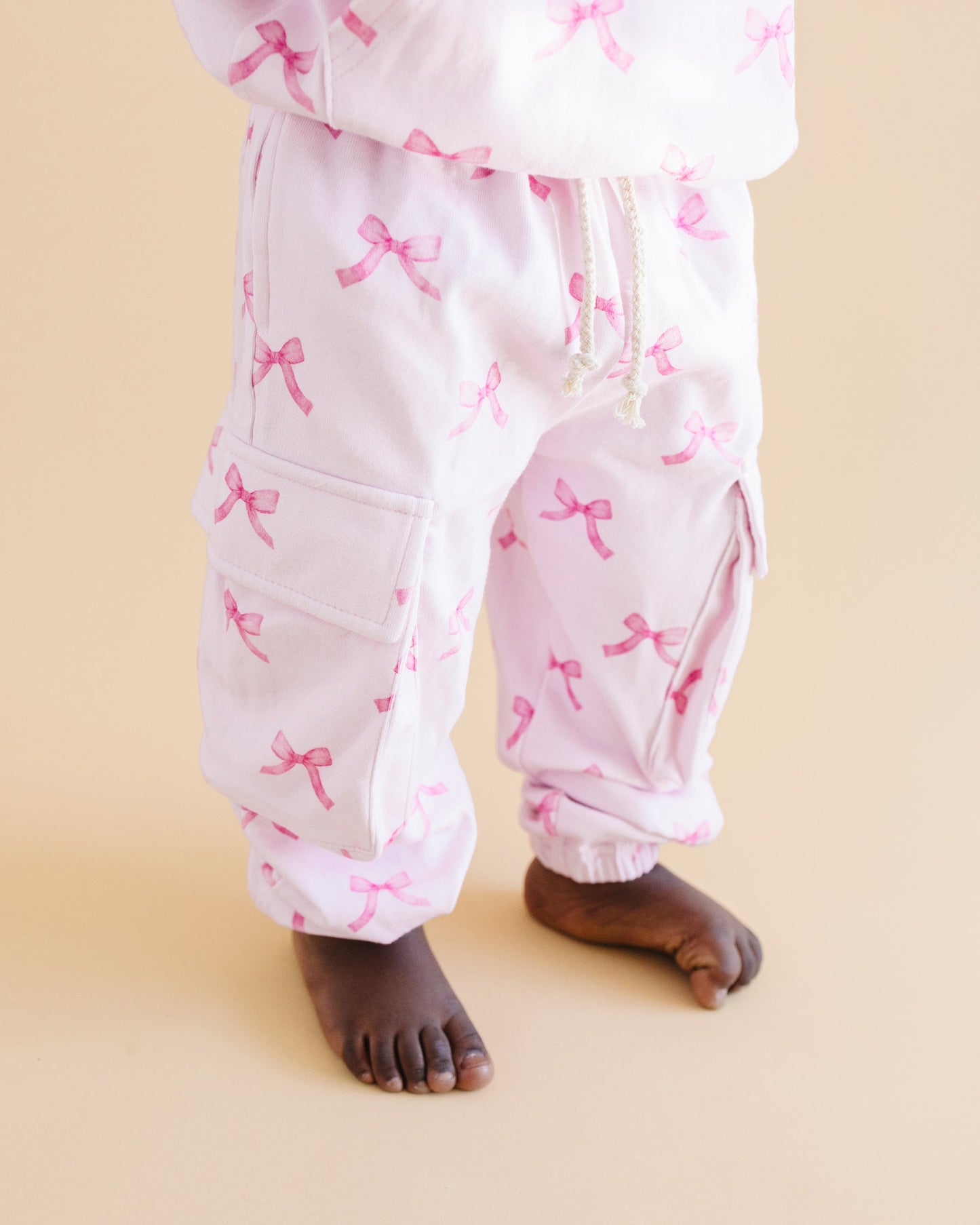 cargo jogger set // pink bows (comes up to size 8/9)