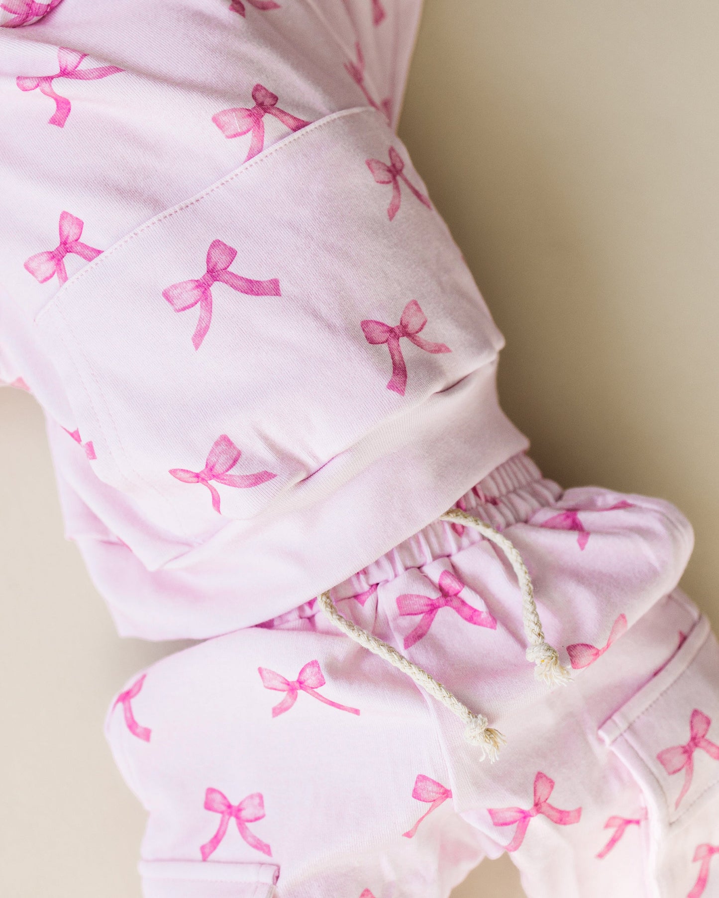 cargo jogger set // pink bows (comes up to size 8/9)