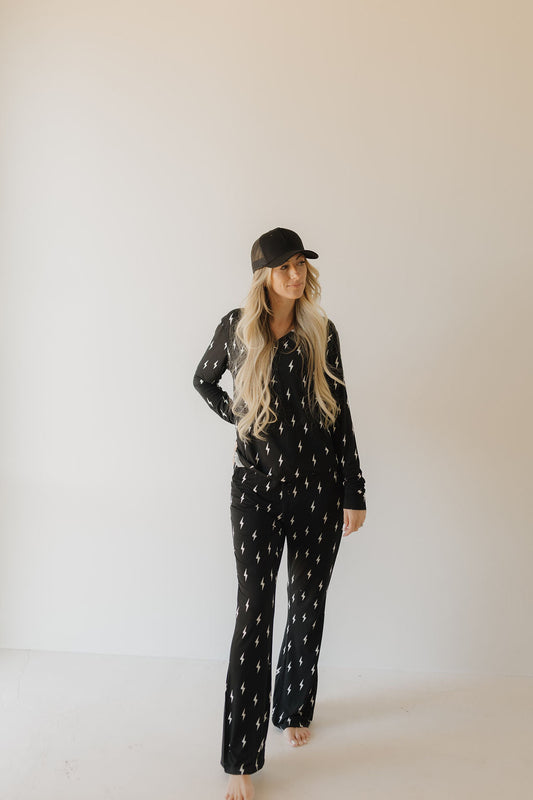 women’s bamboo pajamas // midnight lightning bolt
