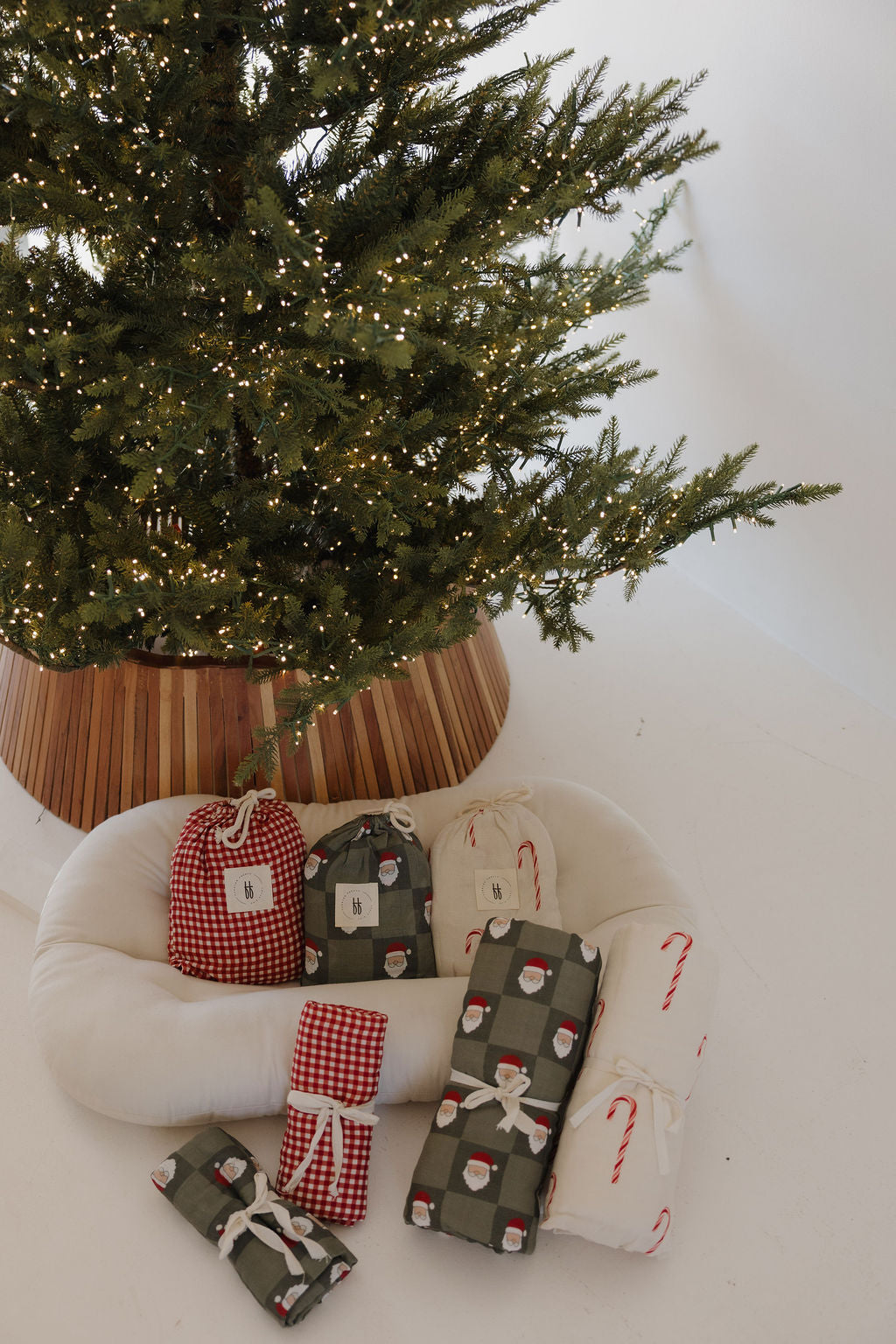 muslin swaddle // santa checkerboard