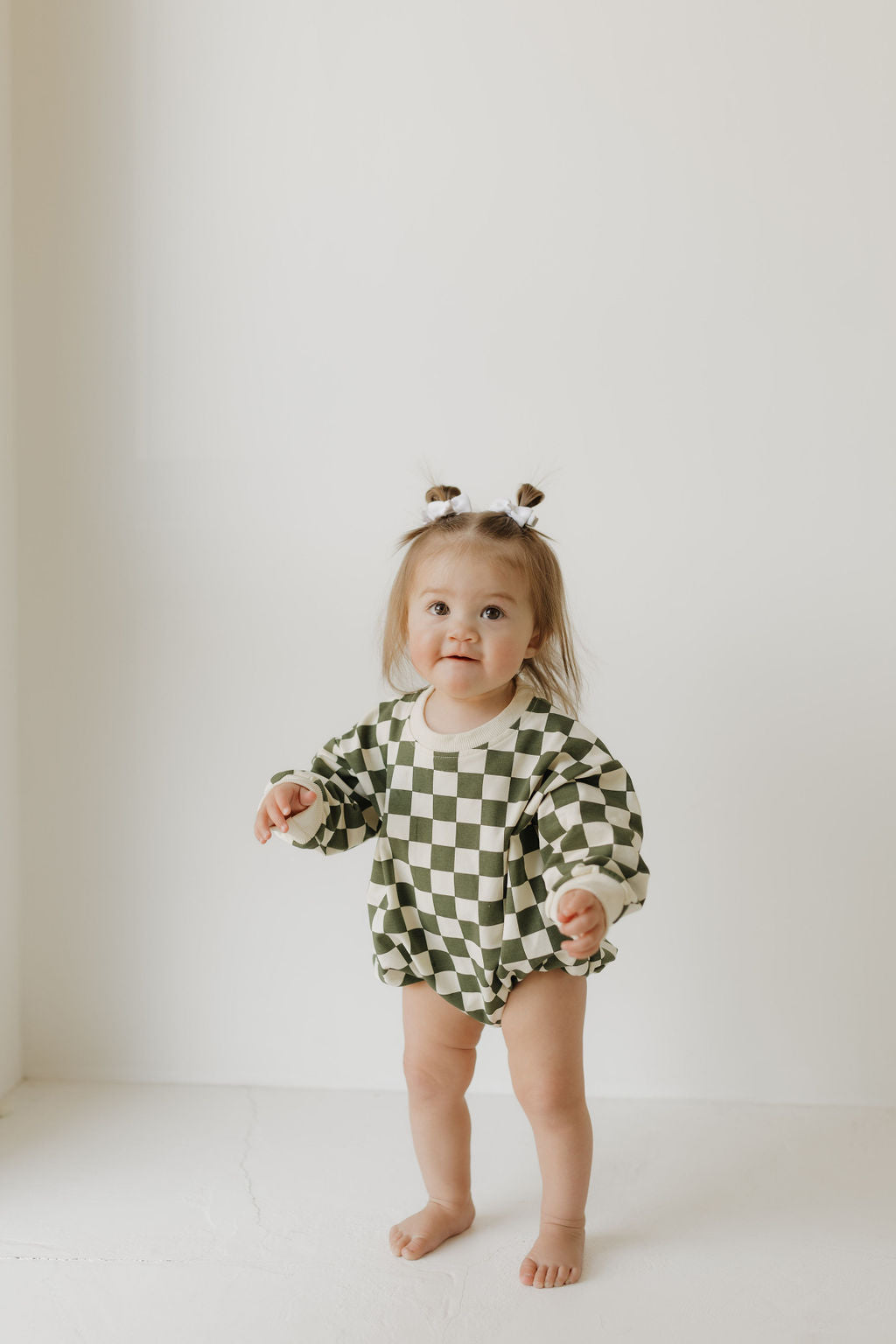 sweatshirt romper // green checkered (mama + me!)