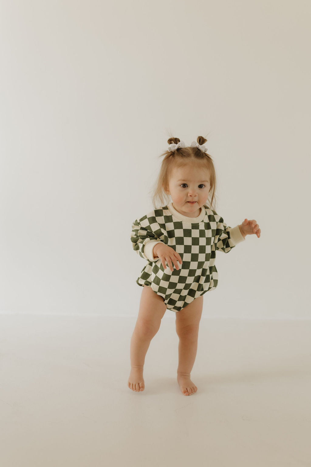 sweatshirt romper // green checkered (mama + me!)