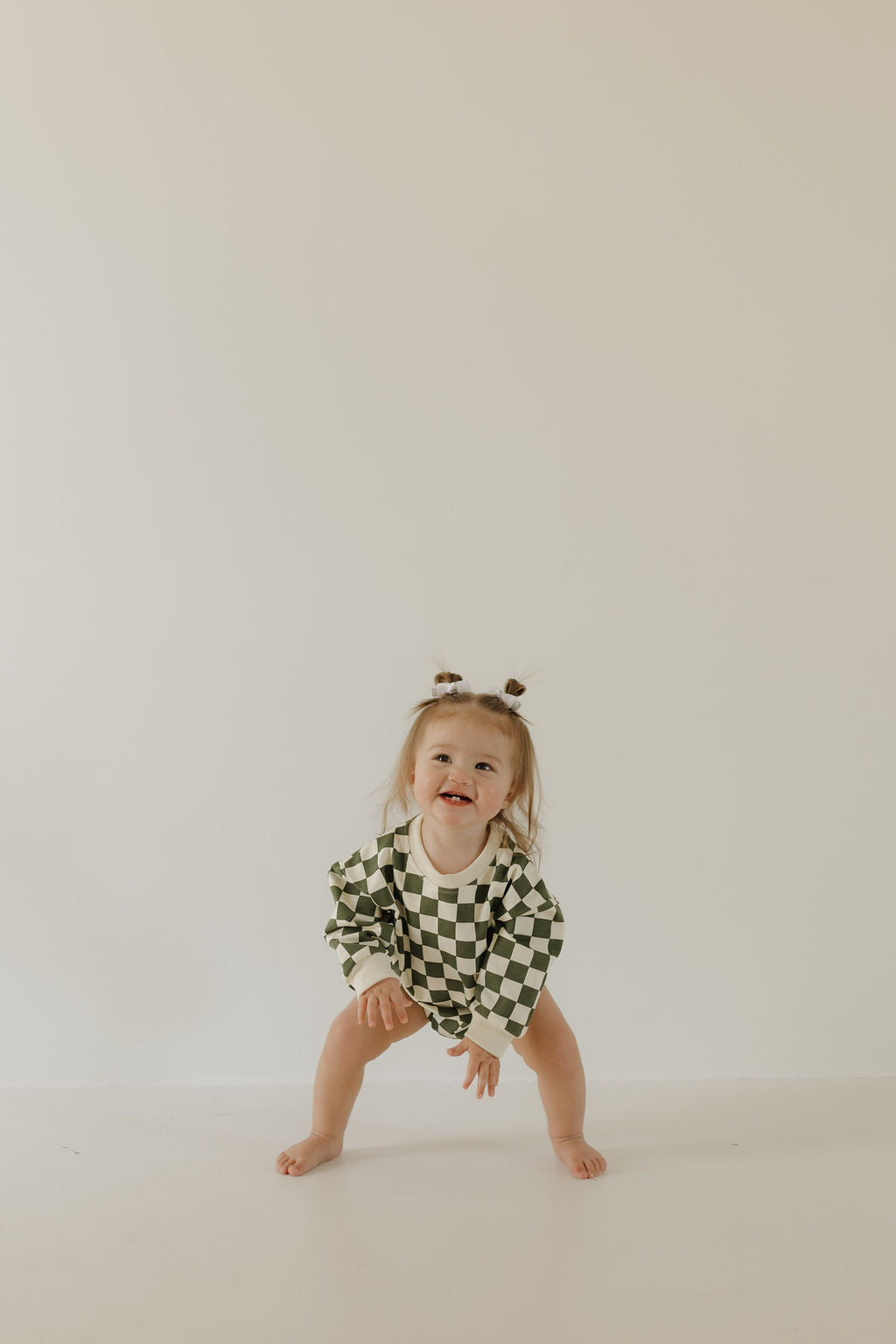 sweatshirt romper // green checkered (mama + me!)