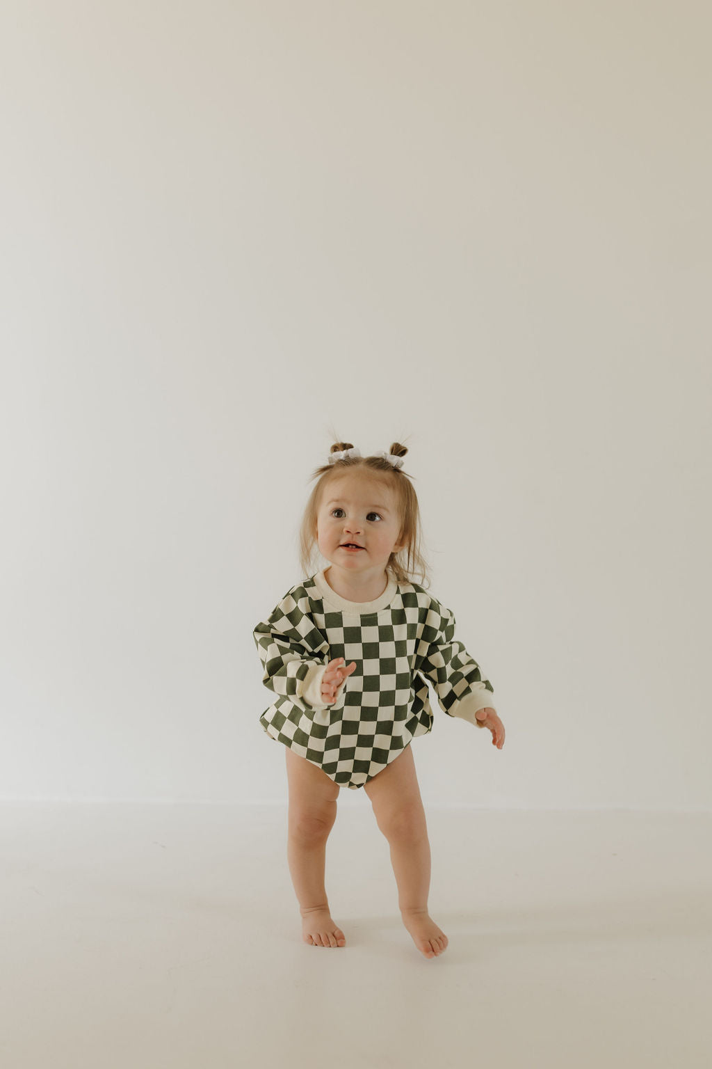 sweatshirt romper // green checkered (mama + me!)