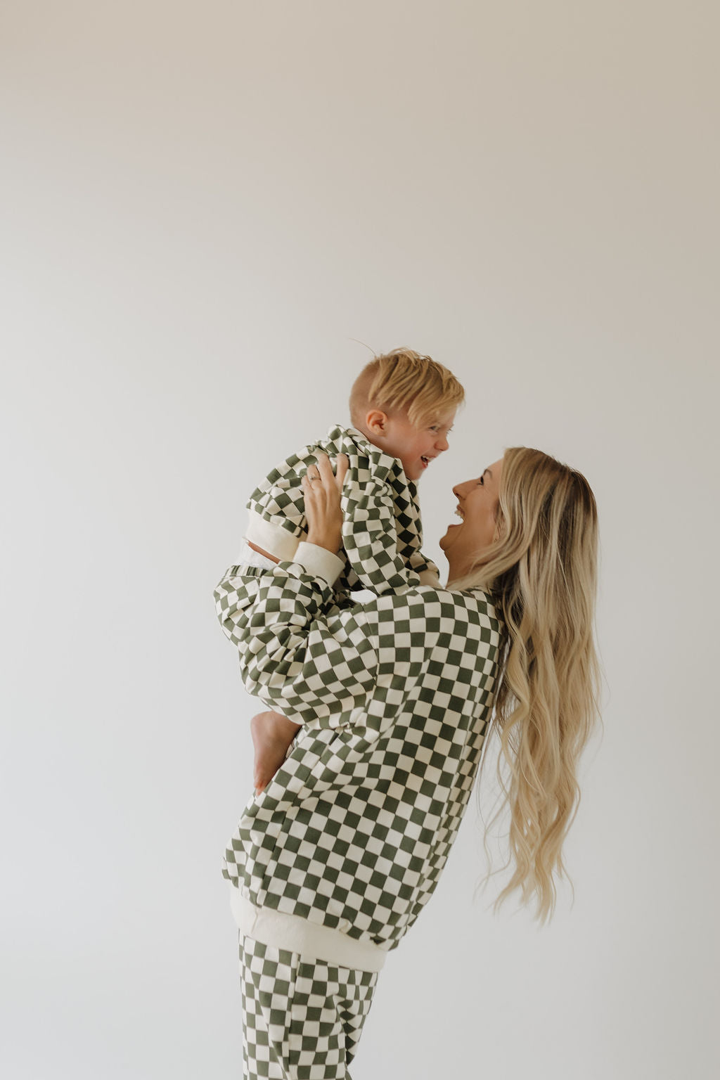 adult sweat set // green checkered (mama + me!)