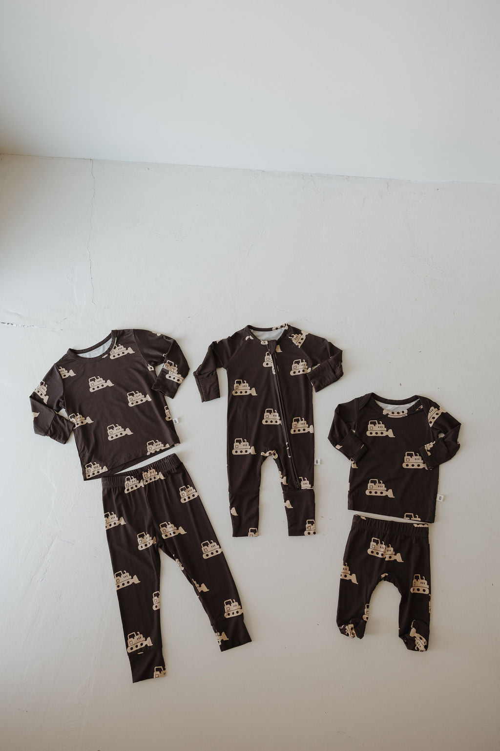 bulldozer bamboo pajamas // SLEEPY-TIME FOOTED SET