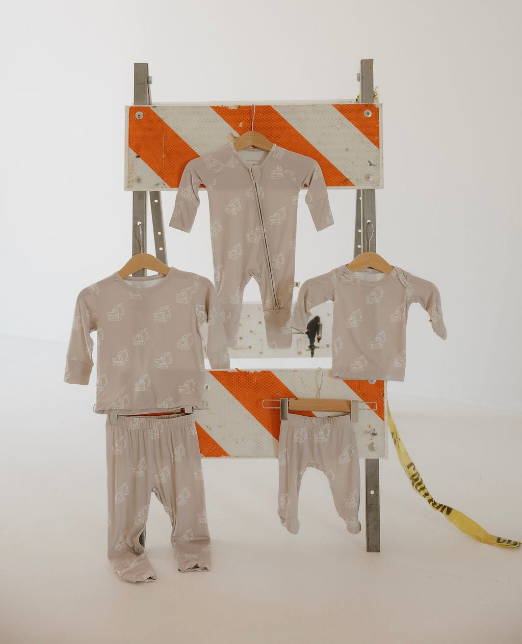 excavator bamboo pajamas // SLEEPY-TIME FOOTED SET