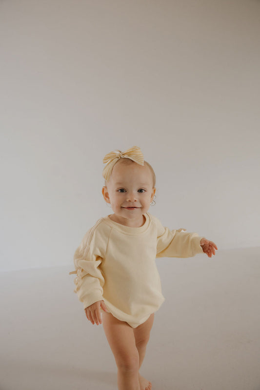 sweatshirt romper // buttercream bows (mama + me)